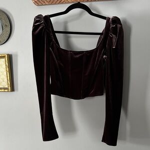 STR the label Dark Velvet Long Sleeve Blouse